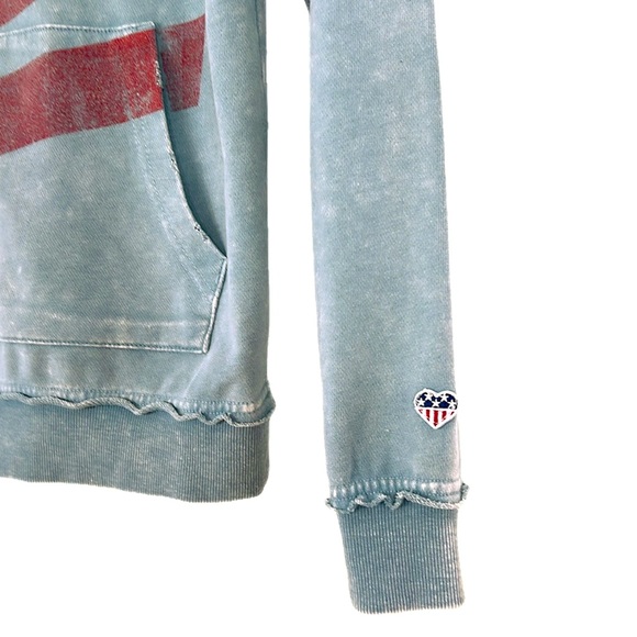 Women’s Junk Food Peace‎ Sign Hoodie American Flag Sweatshirt Long Sleeve Small - Picture 6 of 10